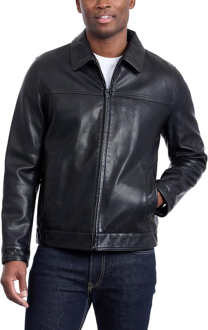 Men's Leather Jacket – Navy